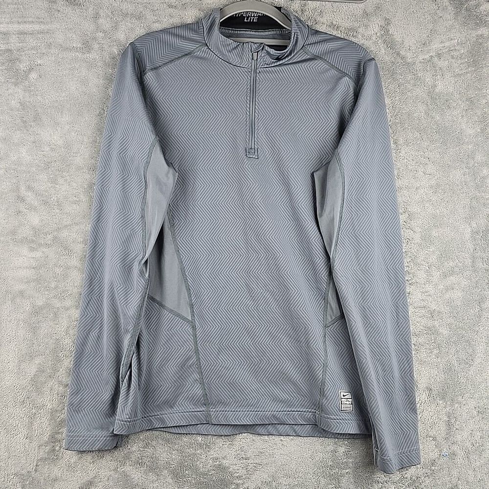 Nike Pro Combat Hyperwarm Lite Womans Medium Gray‎ Fitted 1/4 Zip Performance